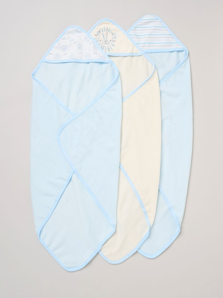 Rock-A-Bye Baby Boutique Baby Blue Hooded Towels And Wash Cloth Set 3 Pack