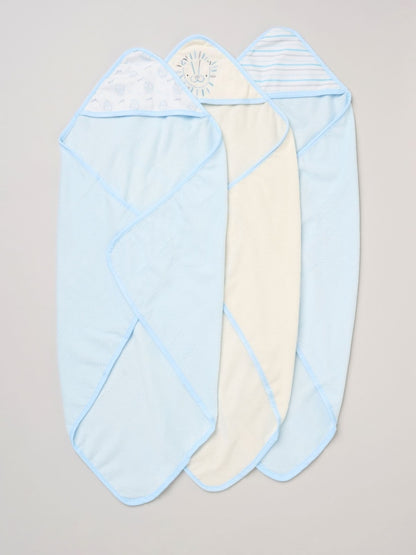 Rock-A-Bye Baby Boutique Baby Blue Hooded Towels And Wash Cloth Set 3 Pack