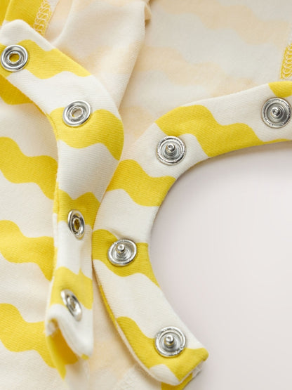 Back Printed Button Through Baby Rompers 3 Pack