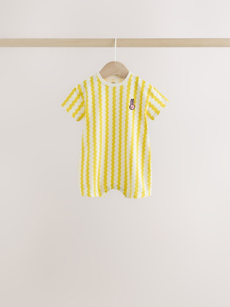 Back Printed Button Through Baby Rompers 3 Pack