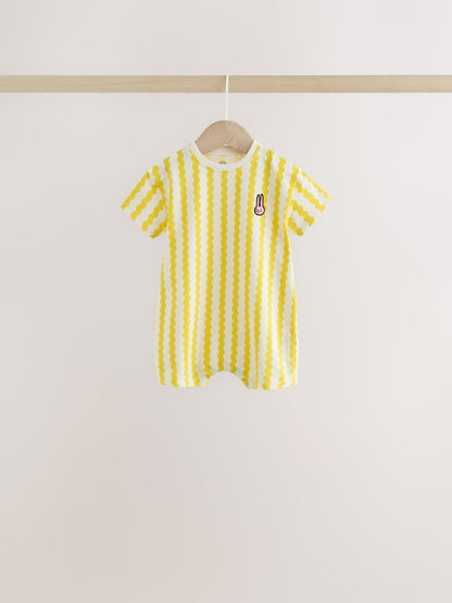 Back Printed Button Through Baby Rompers 3 Pack