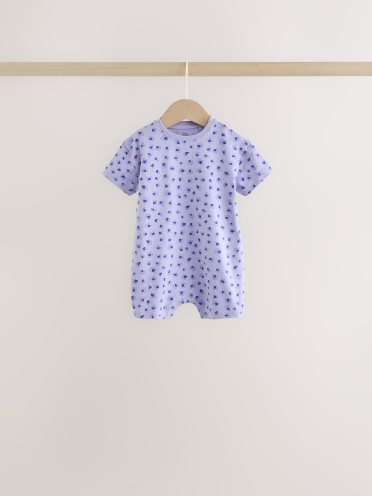 Back Printed Button Through Baby Rompers 3 Pack