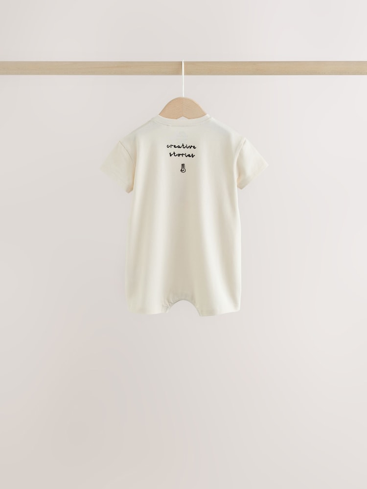 Back Printed Button Through Baby Rompers 3 Pack