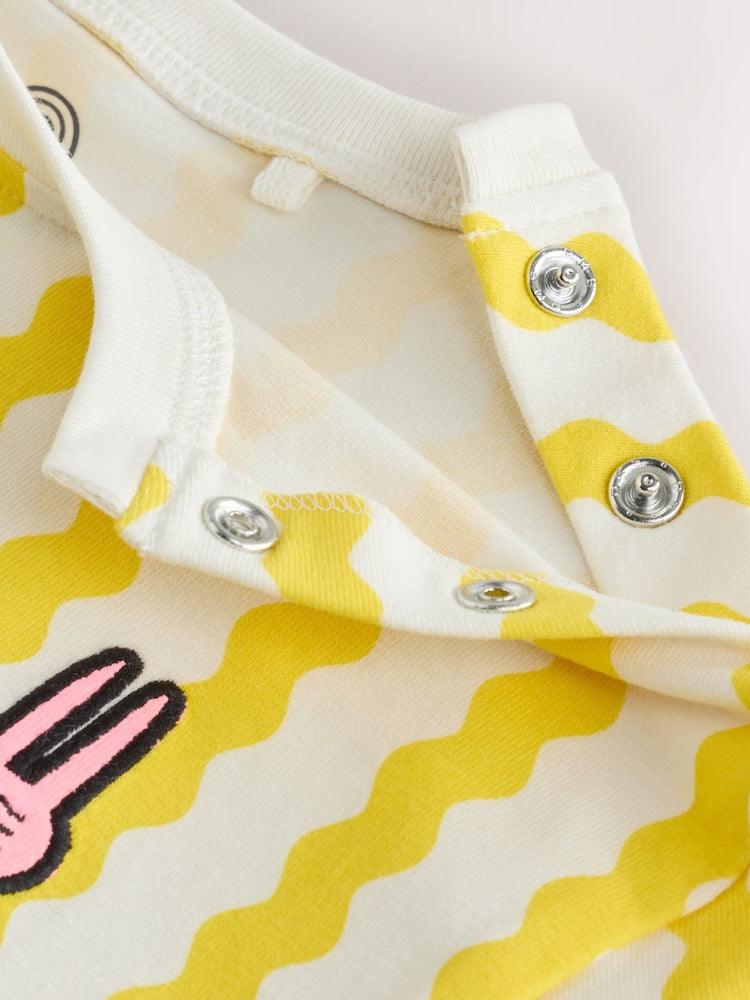 Back Printed Button Through Baby Rompers 3 Pack
