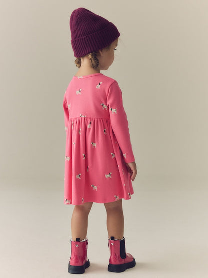 Pink Dog Long Sleeve Ribbed