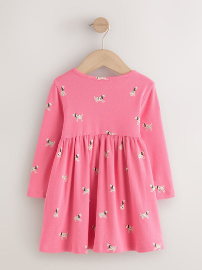 Pink Dog Long Sleeve Ribbed