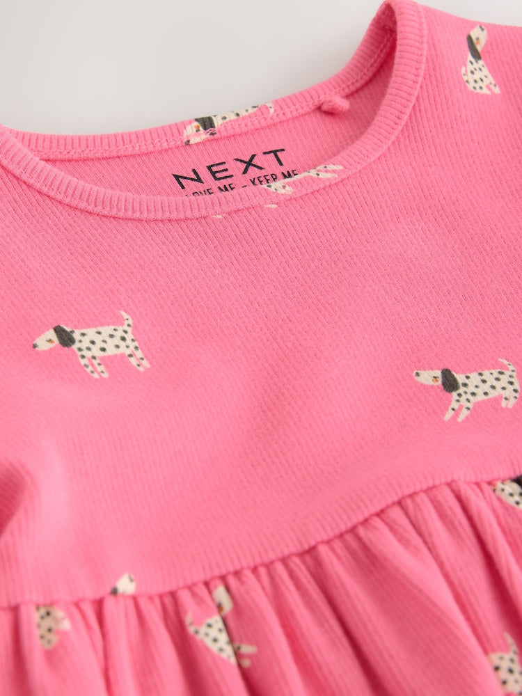 Pink Dog Long Sleeve Ribbed