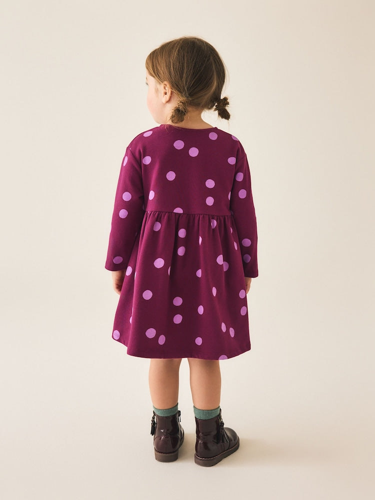 Berry Pink Long Sleeve Dress (3mths-7yrs)