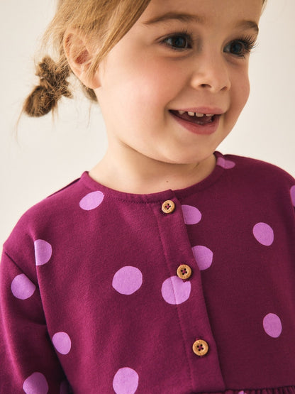 Berry Pink Long Sleeve Dress (3mths-7yrs)