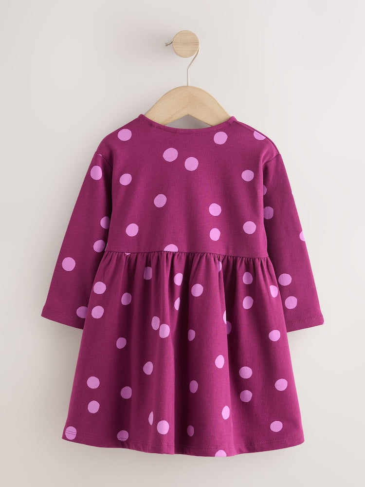 Berry Pink Long Sleeve Dress (3mths-7yrs)