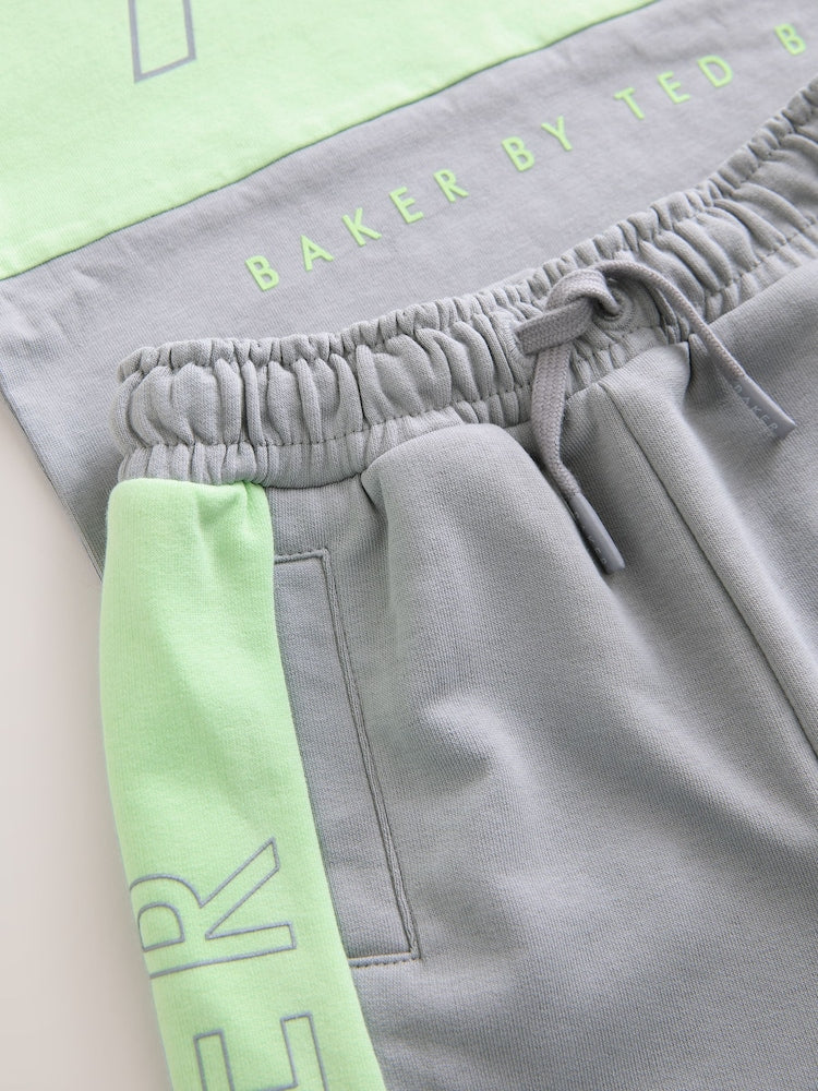 Baker by Ted Baker Green/Grey Colourblock T-Shirt and Shorts Set