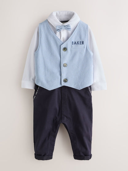 Baker by Ted Baker Blue Smart Mockable Waistcoat - Size Newborn