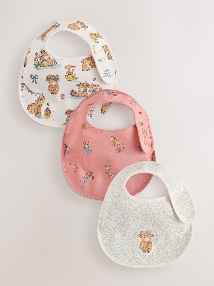 Pink/Green Hamish Baby Bibs 3 Pack - Up to 1 Month (50-56cm)