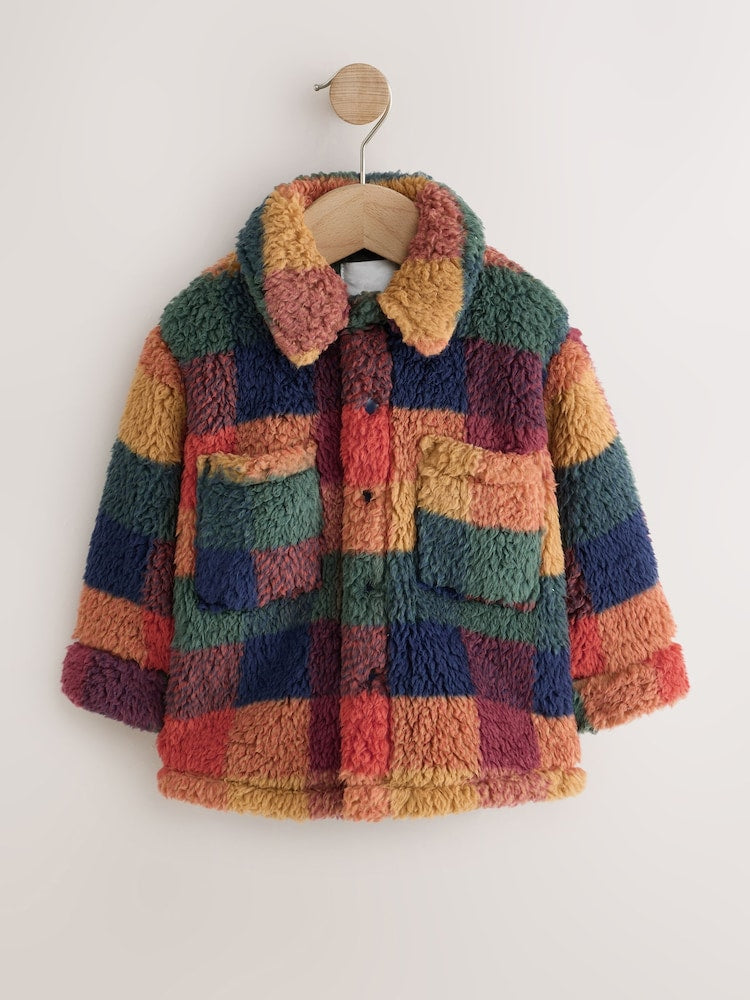 Multi Coloured Check Borg Fleece Shacket (3mths-7yrs) - 12-18 Months (80-86cm)
