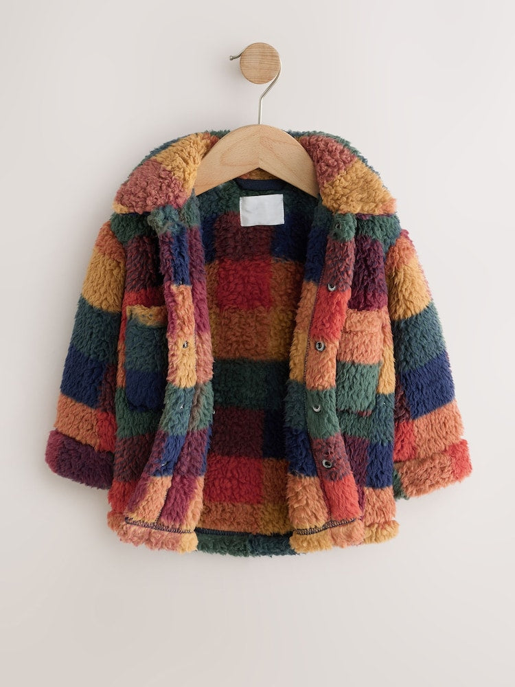 Multi Coloured Check Borg Fleece Shacket (3mths-7yrs)