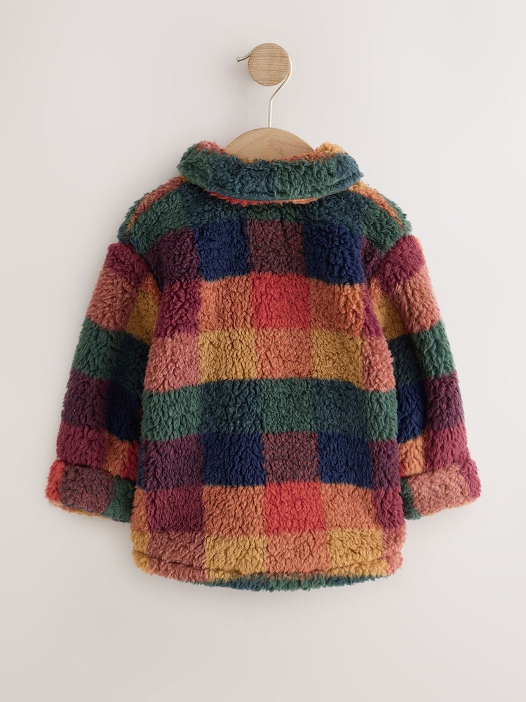 Multi Coloured Check Borg Fleece Shacket (3mths-7yrs)