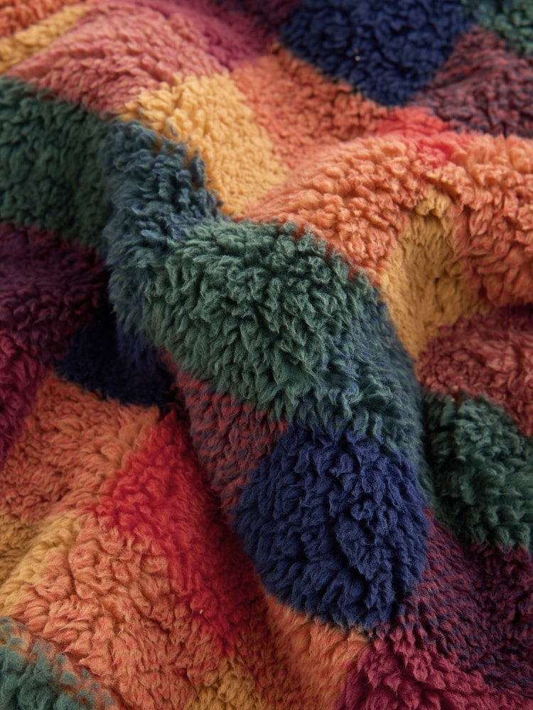 Multi Coloured Check Borg Fleece Shacket (3mths-7yrs)