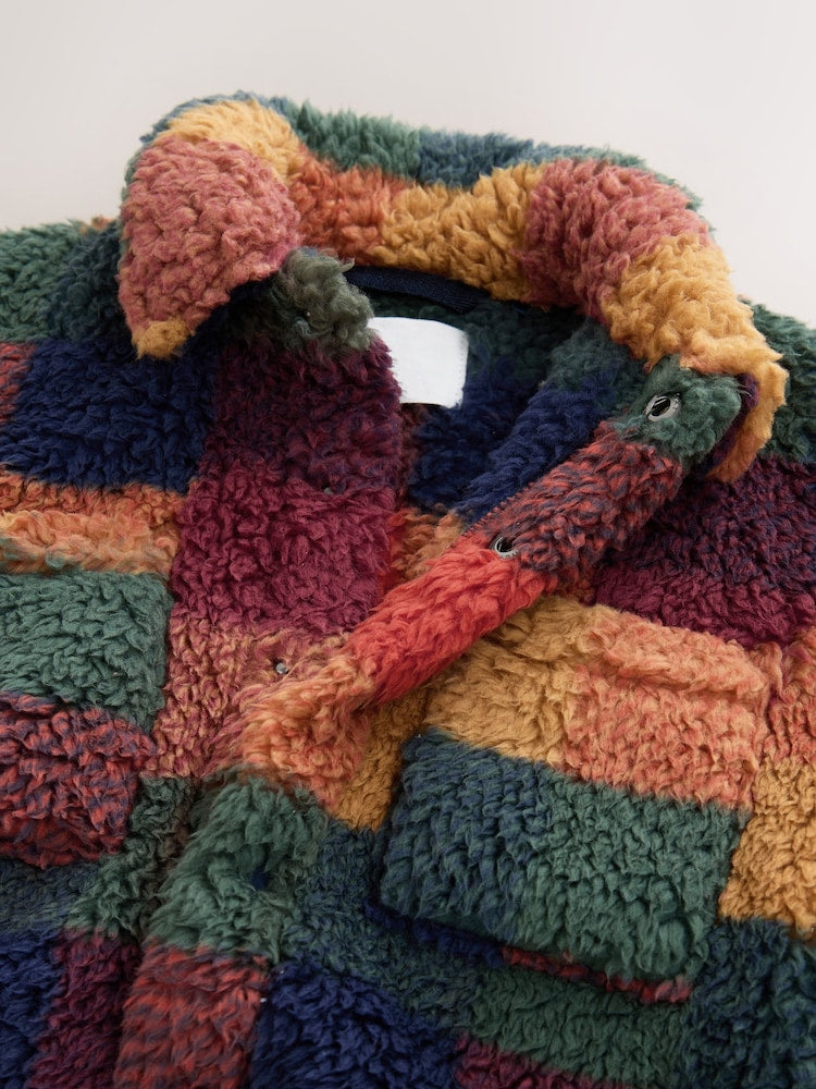 Multi Coloured Check Borg Fleece Shacket (3mths-7yrs)