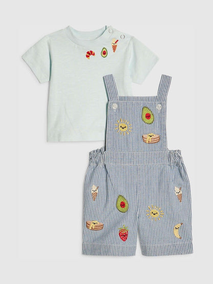 River Island Blue Stripe Abbie Rosie Dungarees &amp; Top Set - River Island Blue Stripe Abbie Rosie Dungarees &amp; / Up To 3 Months (50 - 62cm)