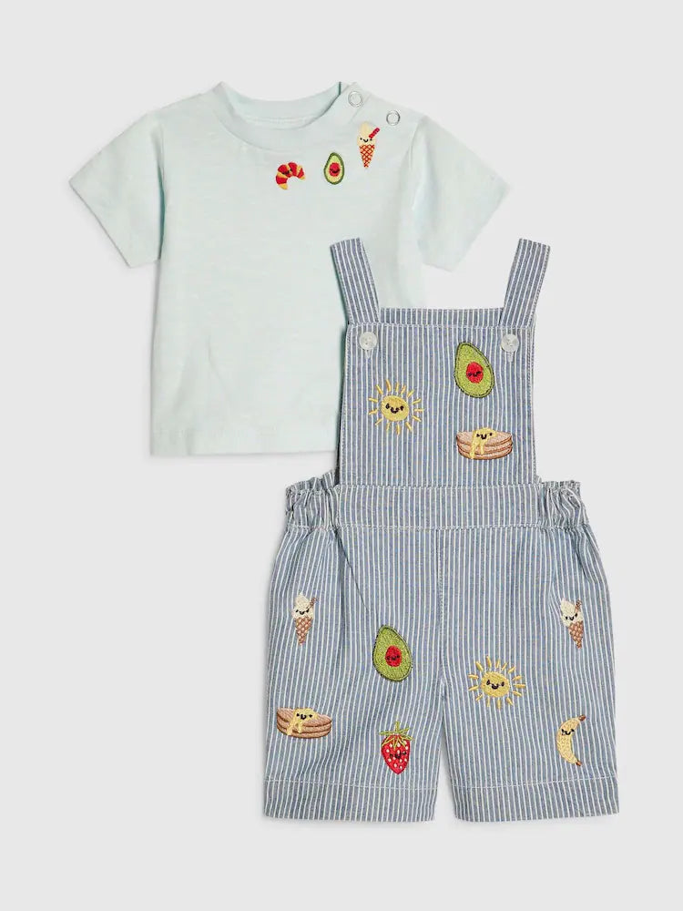 River Island Blue Stripe Abbie Rosie Dungarees &amp; Top Set