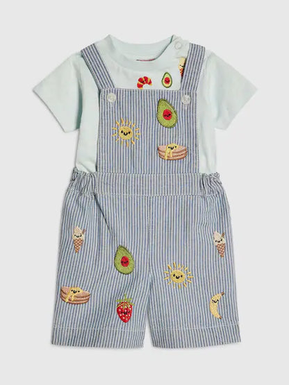 River Island Blue Stripe Abbie Rosie Dungarees &amp; Top Set