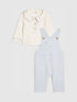 River Island Blue Long Sleeve Polo Shirt & Dungarees Set