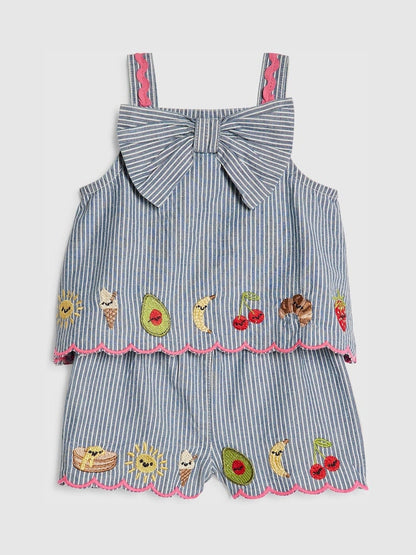 River Island Blue Stripe Fruits Abbie Rosie Cami Top &amp; Shorts Set