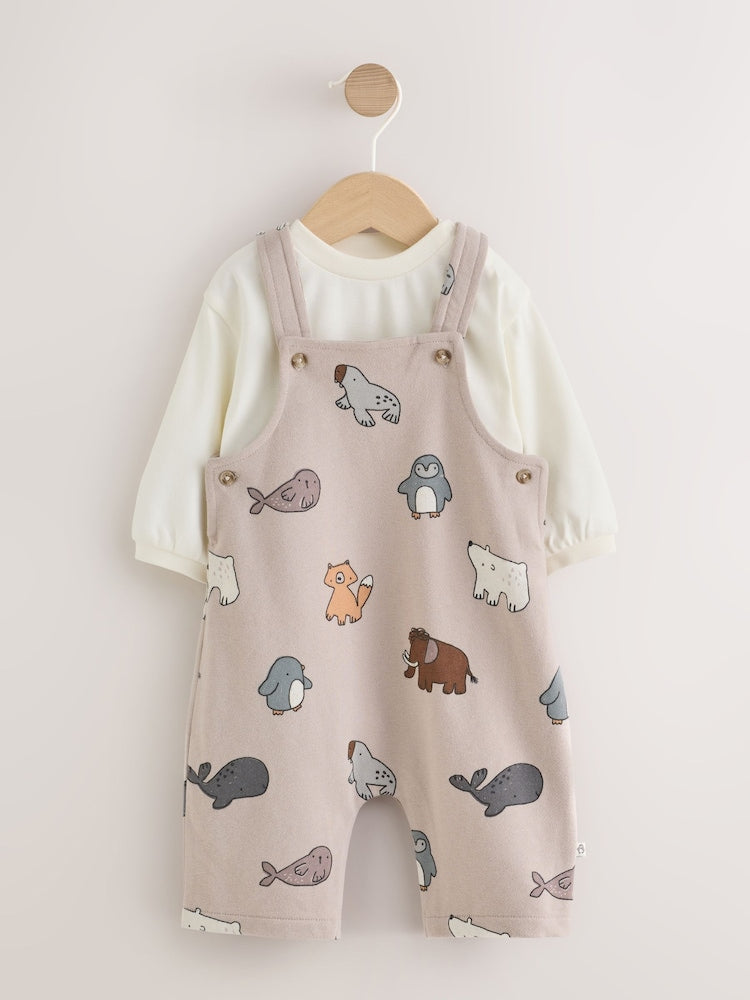 Grey Winter Character Jersey Dungaree and Bodysuit Baby Set (0mths-2yrs) - Grey Winter Character / 12 - 18 Months (80 - 86cm)