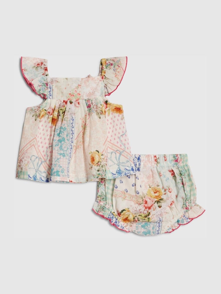 River Island Pink Cabbages &amp; Roses Patchwork Bloomers Set
