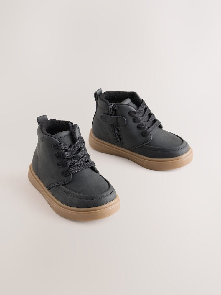 Black Standard Fit (F) Warm Lined Lace up Boots - Size EU 20.5 (UK 4) - Black