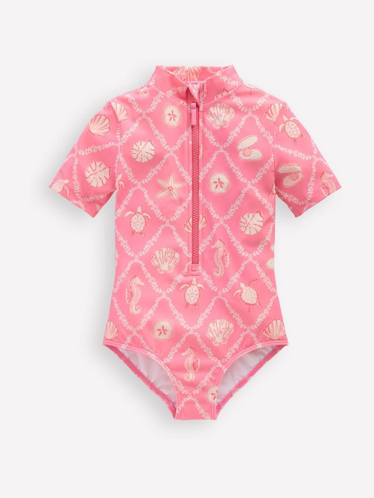 Boden Light Pink Short Sleeve Swimsuit - Light Pink / 10-11 Years (140-146cm)