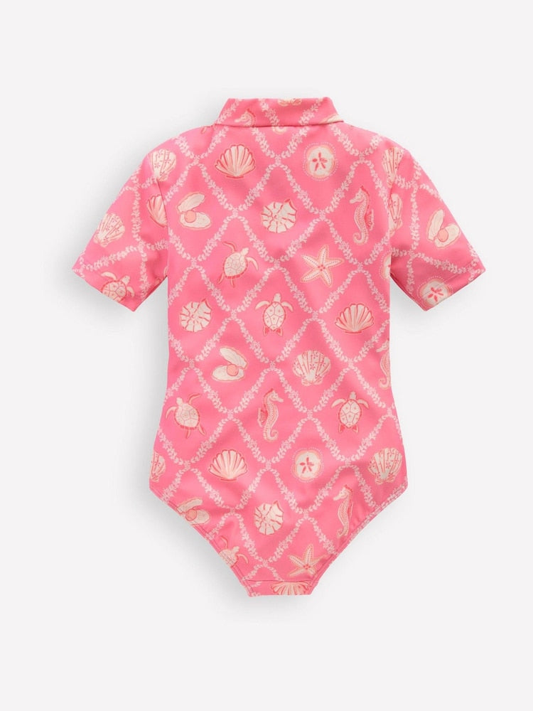 Boden Light Pink Short Sleeve Swimsuit