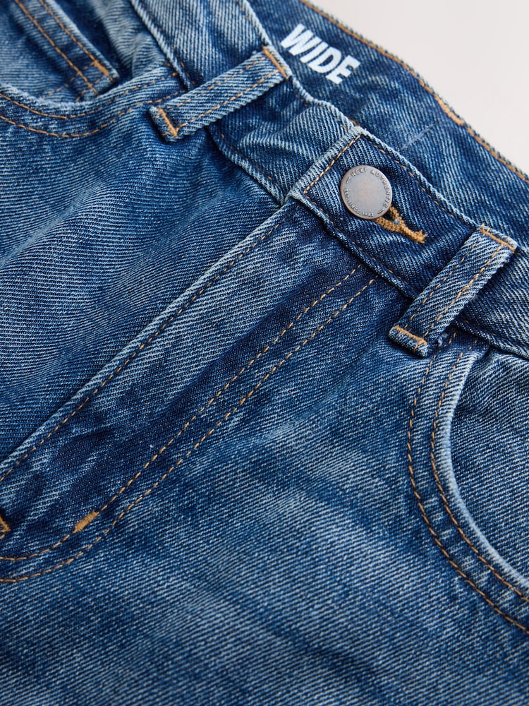 Dark Blue Longer Length Wide Denim Jeans (7-16yrs)