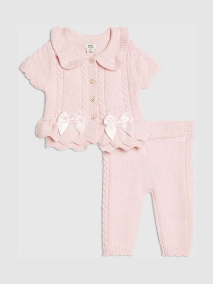 River Island Pink Peplum Cardigan &amp; Leggings Set