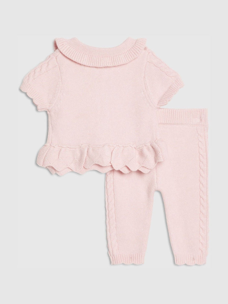 River Island Pink Peplum Cardigan &amp; Leggings Set
