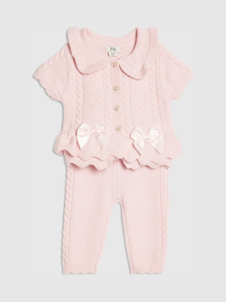 River Island Pink Peplum Cardigan &amp; Leggings Set