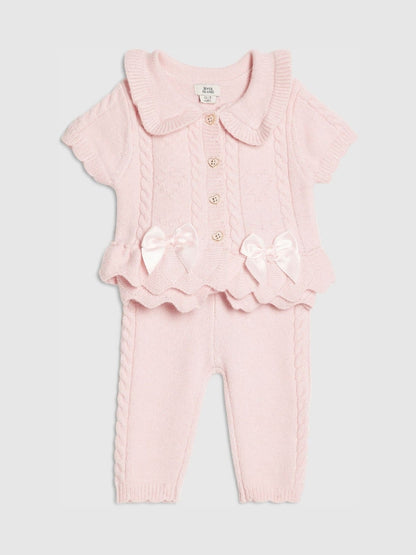 River Island Pink Peplum Cardigan &amp; Leggings Set
