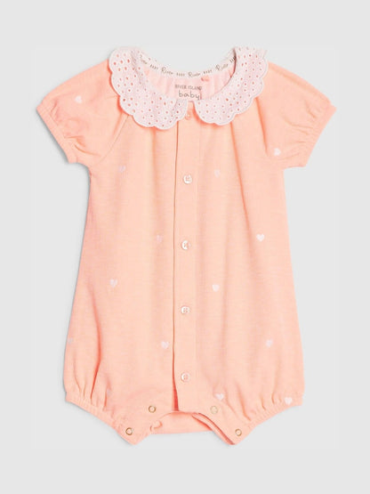 River Island Coral Pink Heart Print Collared Romper