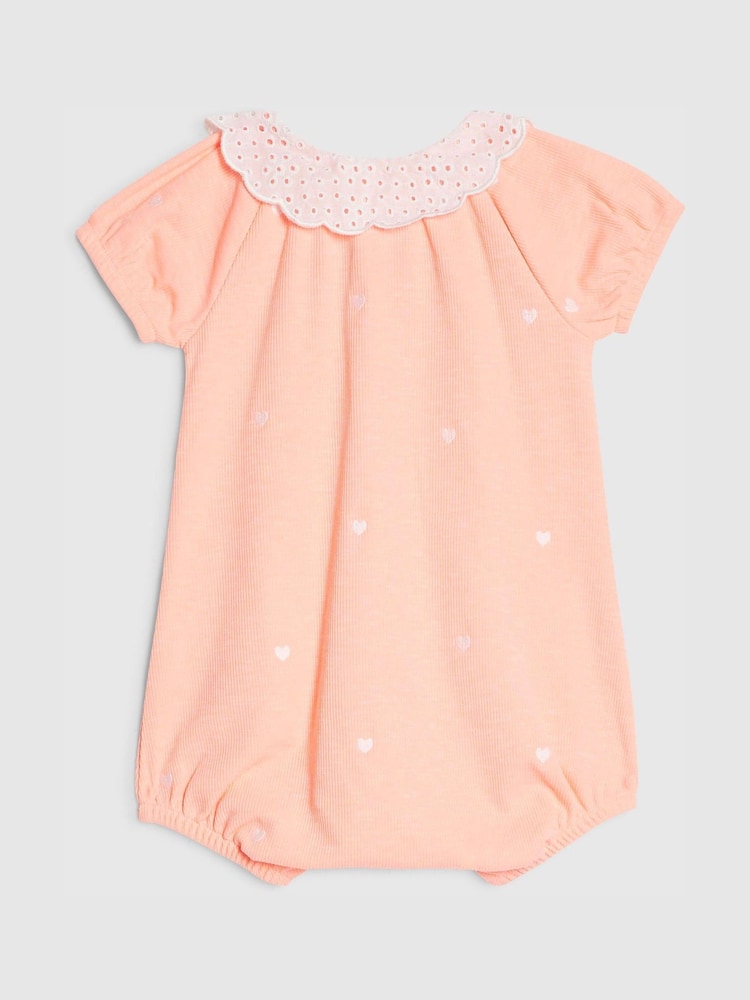 River Island Coral Pink Heart Print Collared Romper