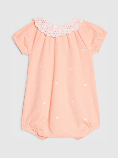 River Island Coral Pink Heart Print Collared Romper