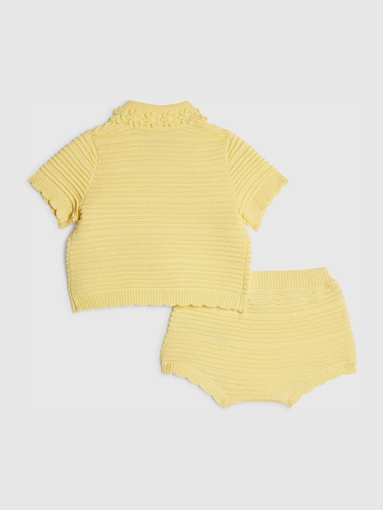River Island Yellow Daisy Cardigan &amp; Short Set