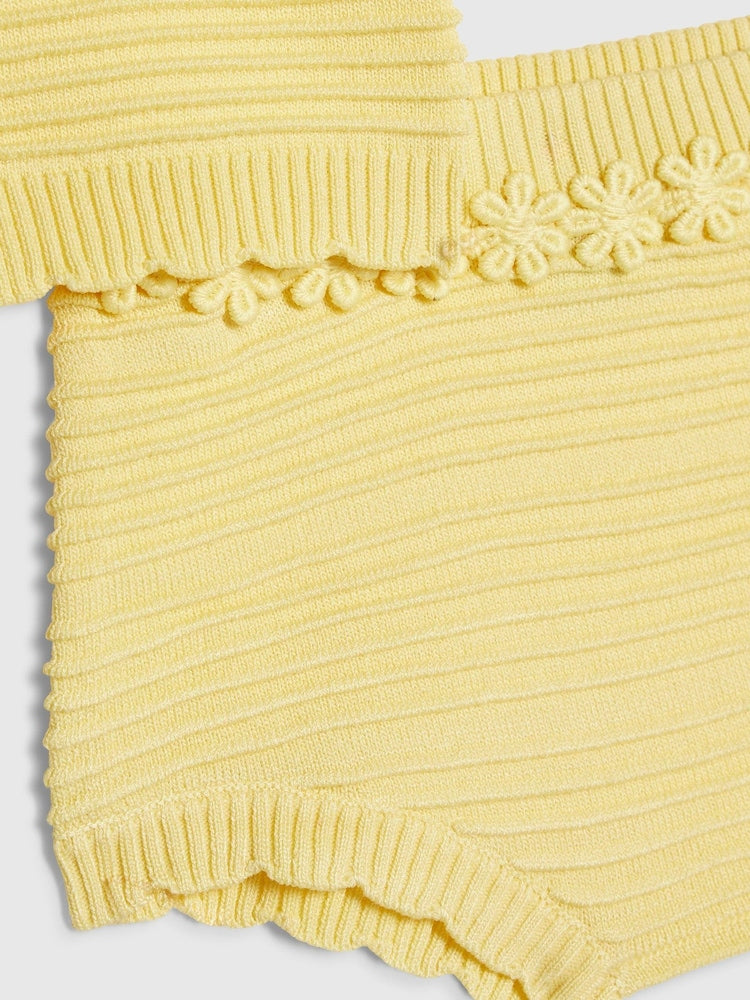 River Island Yellow Daisy Cardigan &amp; Short Set