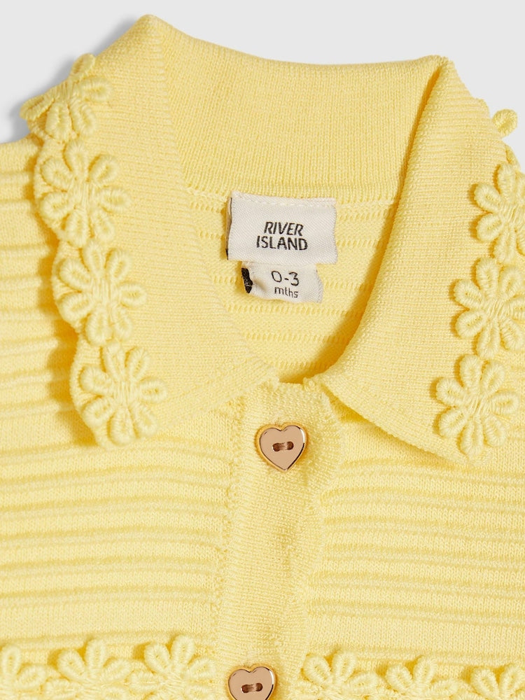 River Island Yellow Daisy Cardigan &amp; Short Set