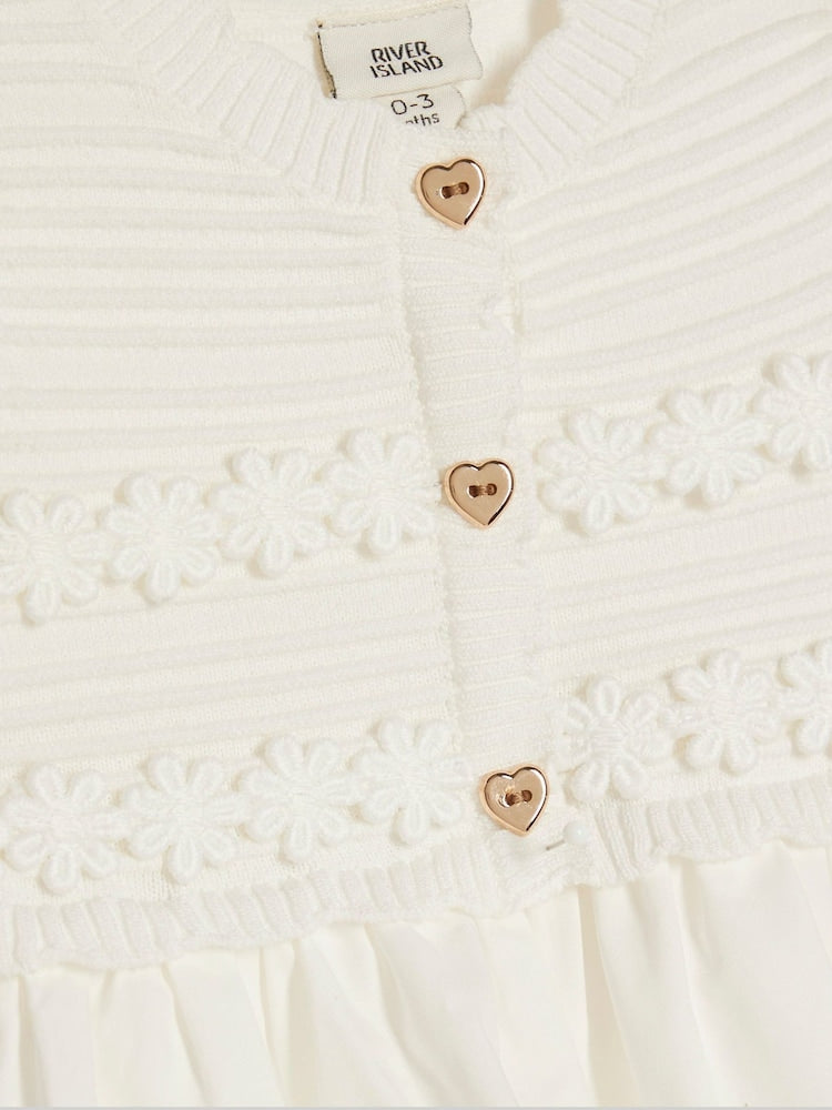 River Island White Knitted Broidery Dress