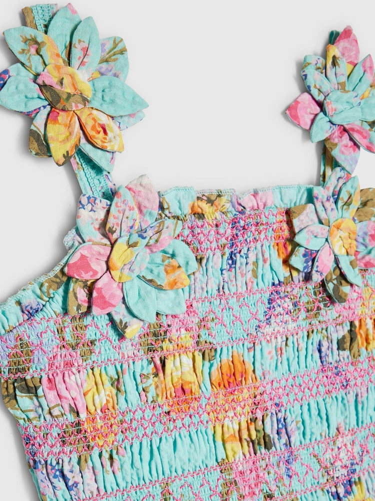 River Island Blue Cabbages &amp; Roses Corsage Top &amp; Trousers Set - Size 5 Years (110cm)