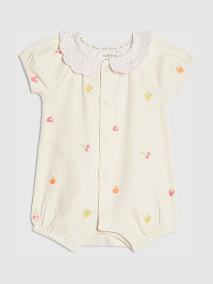 River Island Cream Strawberry Print Collared Romper