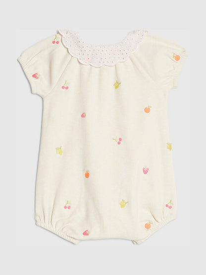 River Island Cream Strawberry Print Collared Romper