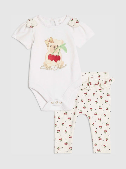 River Island White Cutie Cherry Bodysuit &amp; Leggings Set