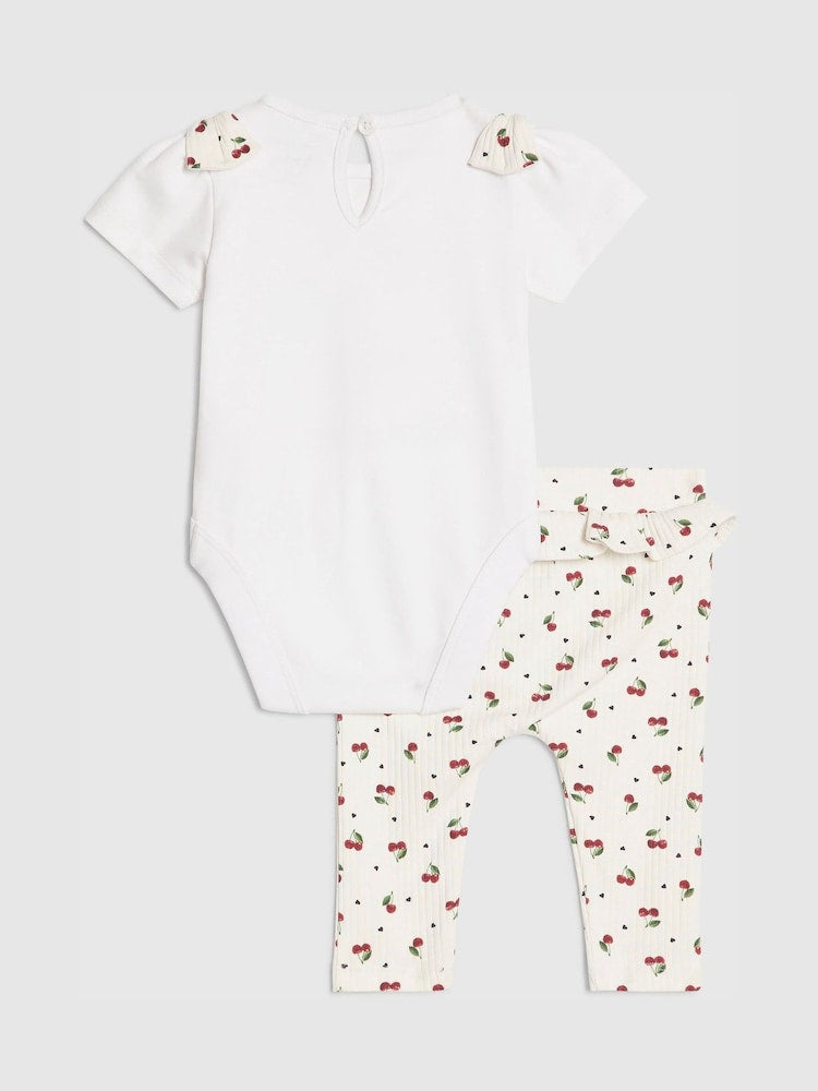 River Island White Cutie Cherry Bodysuit &amp; Leggings Set