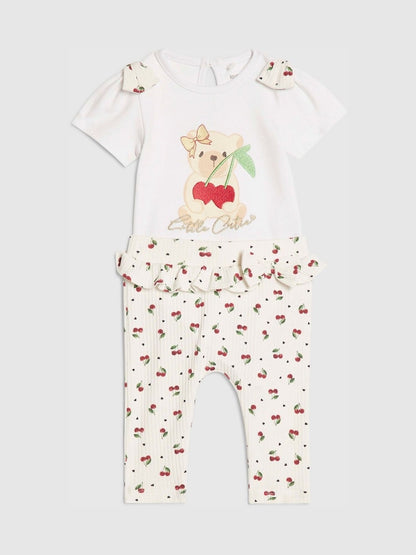 River Island White Cutie Cherry Bodysuit &amp; Leggings Set